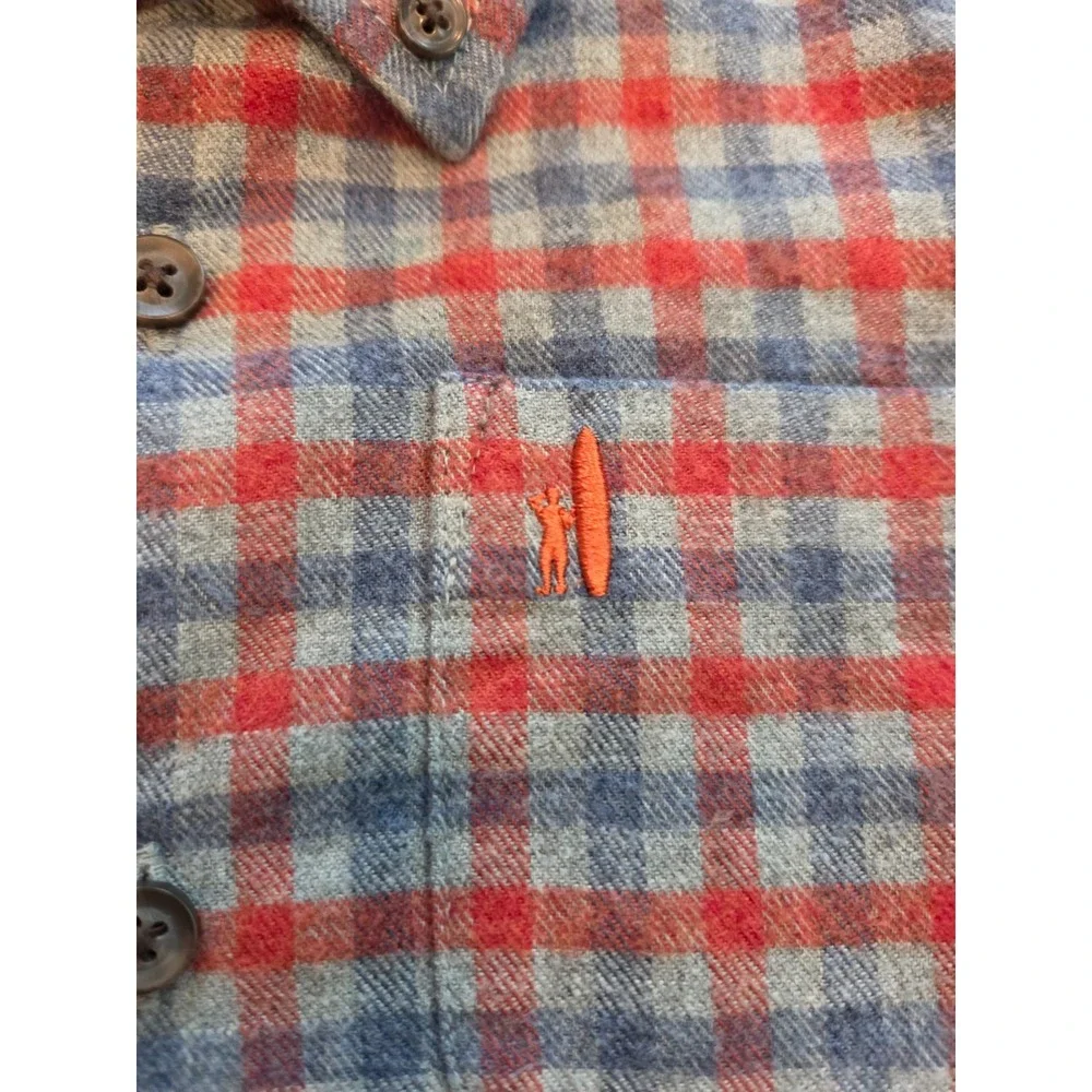 Johnnie-O Hangin' Out Flannel Plaid Button Down Shirt Red Blue Boys 7